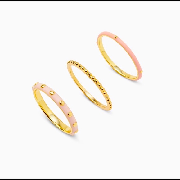 Gorjana Amalfi Pink Ring Trio- Size 7 - Picture 1 of 4